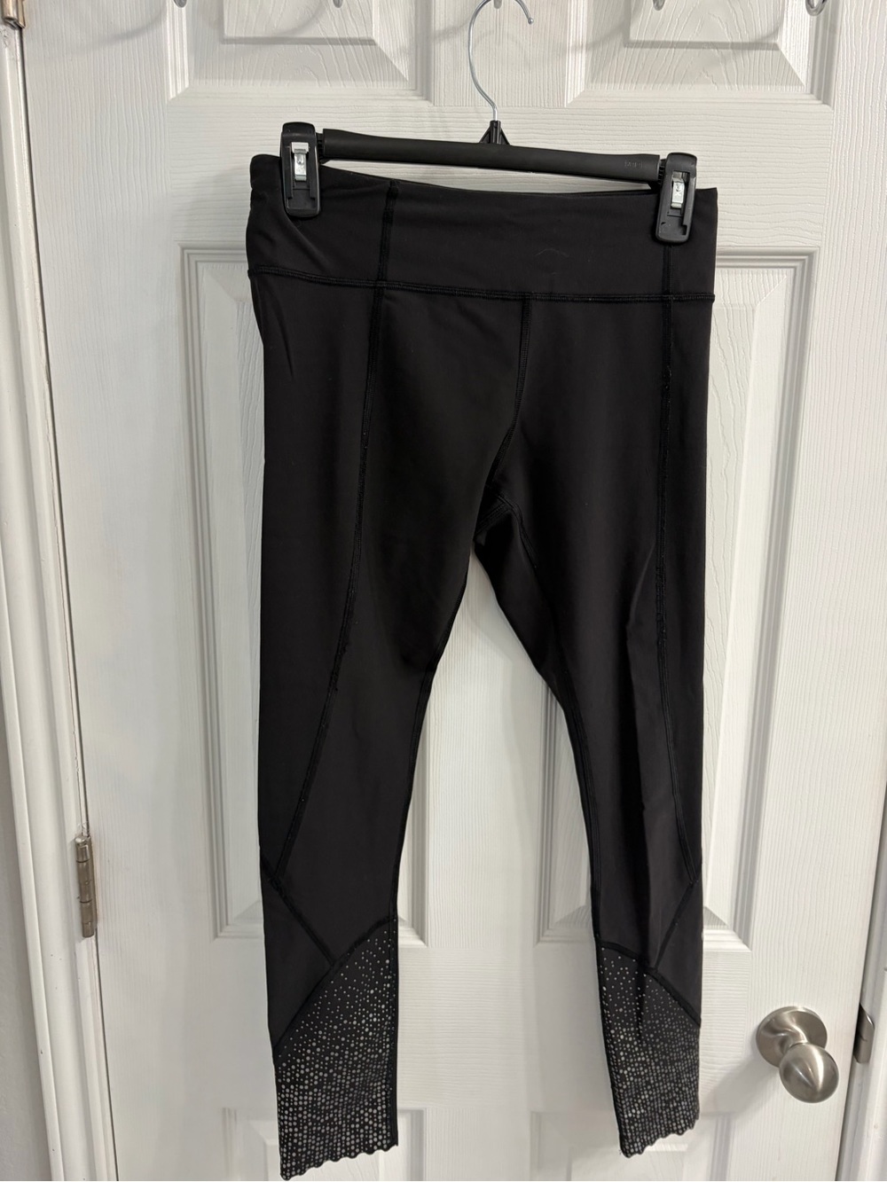 lululemon athletica Black Leggings with Metallic Hem Detail